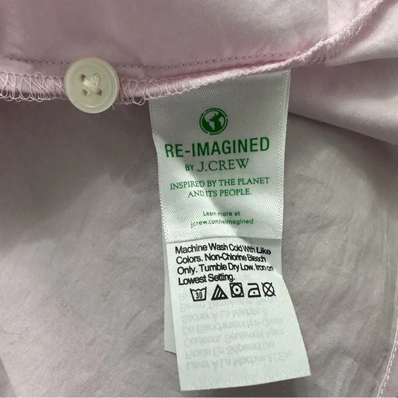 J. Crew Ruffle Trim Cotton Button Up Shirt Light Pink Size 20 Feminine NWT - Picture 6 of 9